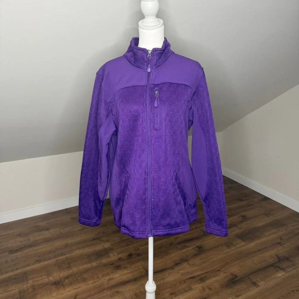 Swiss Tech Purple Full Zip Fleece Hybrid Utility Jacket Hiking Gorpcore Cozy